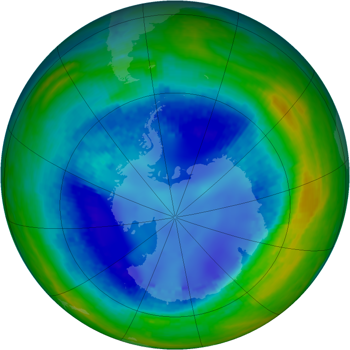 Antarctic ozone map for 17 August 2003
